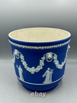 Rare pot de fleurs en jaspe Wedgwood bleu cobalt