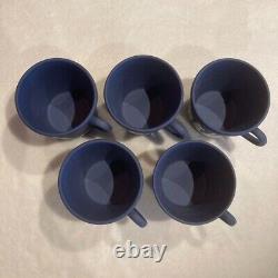 Service de tasse et soucoupe en jaspe bleu de Portland Wedgwood Jasperware 5 pièces