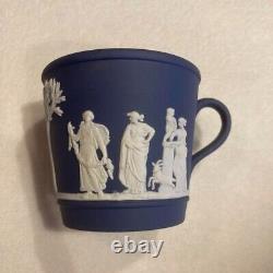 Service de tasse et soucoupe en jaspe bleu de Portland Wedgwood Jasperware 5 pièces