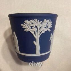 Service de tasse et soucoupe en jaspe bleu de Portland Wedgwood Jasperware 5 pièces