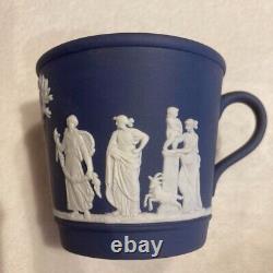 Service de tasse et soucoupe en jaspe bleu de Portland Wedgwood Jasperware 5 pièces