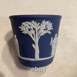 Service de tasse et soucoupe en jaspe bleu de Portland Wedgwood Jasperware 5 pièces