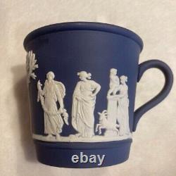 Service de tasse et soucoupe en jaspe bleu de Portland Wedgwood Jasperware 5 pièces