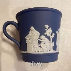 Service de tasse et soucoupe en jaspe bleu de Portland Wedgwood Jasperware 5 pièces