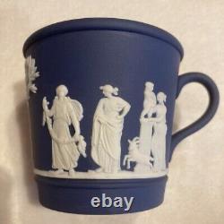 Service de tasse et soucoupe en jaspe bleu de Portland Wedgwood Jasperware 5 pièces