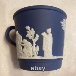 Service de tasse et soucoupe en jaspe bleu de Portland Wedgwood Jasperware 5 pièces