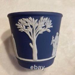 Service de tasse et soucoupe en jaspe bleu de Portland Wedgwood Jasperware 5 pièces