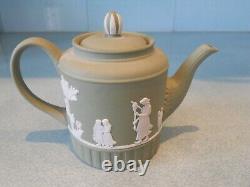 Théière miniature Vintage Wedgwood Jasperware vert d'une tasse Parfait 3.75