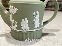 Théière miniature Wedgwood Jasperware vert et blanc 1 tasse 3,5 pouces de haut Angleterre