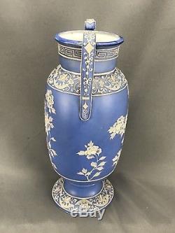 Très Rare! Nippon Wedgwood Jasperware 10-1 / 2 Vase Vert Couronne No 47