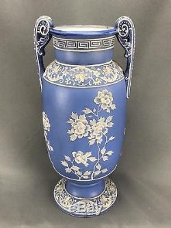 Très Rare! Nippon Wedgwood Jasperware 10-1 / 2 Vase Vert Couronne No 47