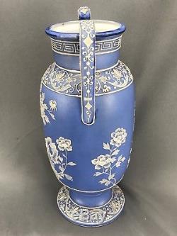 Très Rare! Nippon Wedgwood Jasperware 10-1 / 2 Vase Vert Couronne No 47