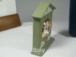 Une Superbe Wedgwood Green Jasper Ware Grecian Mantel Clock In Silk Box!