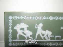 V Rare Wedgwood Petit Posy Vase Vert Et Jasperware Chérubins Plaque Carrelage C1800