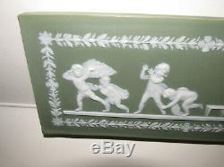 V Rare Wedgwood Petit Posy Vase Vert Et Jasperware Chérubins Plaque Carrelage C1800