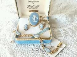Van Dell Wedgwood Light Blue Jasper Ware Cameo Filigrane Lien 12k Gf Bracelet