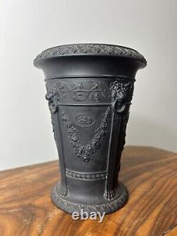 Vase Monopode Conique en Jasperware Basalte Noir Wedgwood de Grande Taille 17cm