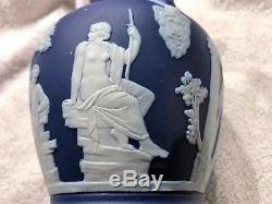 Vase Portland 6 Vintage En Porcelaine Trempée Dans Du Jaspe Ware Wedgwood, Bleu C. 1910 Nice