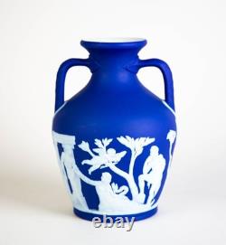 Vase Portland en jaspe bleu foncé Wedgwood 6 Fabriqué en Angleterre Vintage