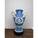 Vase Urne En Jasperware Bleu Wedgwood Vintage Avec Poign&eacute;es En Cygne Relief Oiseaux Floraux 8