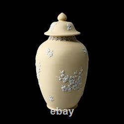 Vase Urne en Jasperware Wedgwood fait main Jaune Primevère avec Prunus, 17 cm
