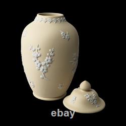 Vase Urne en Jasperware Wedgwood fait main Jaune Primevère avec Prunus, 17 cm