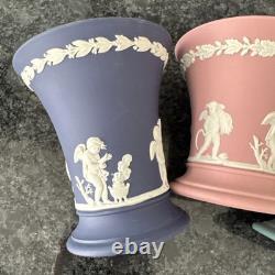 Vase Wedgwood Jasperware rose, bleu marine et sarcelle x 3, très bon état