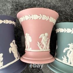 Vase Wedgwood Jasperware rose, bleu marine et sarcelle x 3, très bon état
