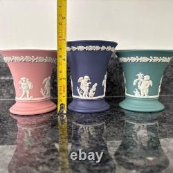 Vase Wedgwood Jasperware rose, bleu marine et sarcelle x 3, très bon état