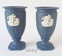 Vase à pied en jaspe bleu Portland Wedgwood x 2