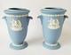 Vase &agrave; Pied En Jaspe Bleu Wedgwood X 2 Vases En Jaspe