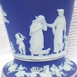 Vase à pot-pourri en jaspe Wedgwood bleu foncé néoclassique