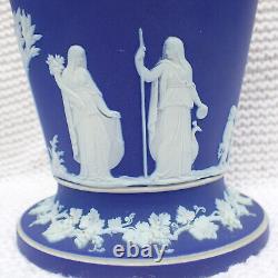 Vase à pot-pourri en jaspe Wedgwood bleu foncé néoclassique
