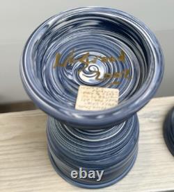 Vase en jaspe Wedgwood marbré solide, urne avec couvercle tricolore bleue, rare, signée