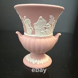 Vase ou urne en jaspe Wedgwood à double poignée rose vintage