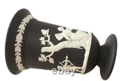 Vase sur pied en jaspe noir Wedgwood vintage