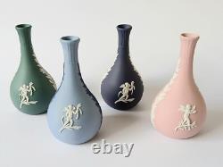 Vases à fleurs en forme de bouton Wedgwood en jaspe rose, vert teal, bleu Portland et tricolore