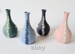 Vases à fleurs en forme de bouton Wedgwood en jaspe rose, vert teal, bleu Portland et tricolore