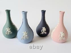 Vases à fleurs en forme de bouton Wedgwood en jaspe rose, vert teal, bleu Portland et tricolore