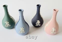 Vases à fleurs en forme de bouton Wedgwood en jaspe rose, vert teal, bleu Portland et tricolore