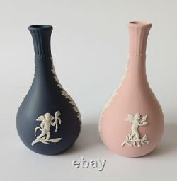 Vases à fleurs en forme de bouton Wedgwood en jaspe rose, vert teal, bleu Portland et tricolore