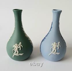 Vases à fleurs en forme de bouton Wedgwood en jaspe rose, vert teal, bleu Portland et tricolore