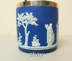 Vinage Wedgwood Jasperware Dark Blue Biscuit Barrel / Cracker Jar Avant 1970