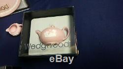 Vintage 11 Pc. Wedgewood Jasperware Rose Mini Miniature Café Et Thé Set Nib Wow