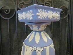 Vintage Wedgwood Bleu Jasper Ware 9 Trophy Grand Apollo Vase Urne Piédestal Muses