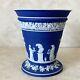 Vintage Wedgwood Cobalt Blue Dip Jasperware Etruscan 8 Trompette Vase