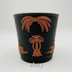 Vintage Wedgwood Collection Égyptienne Pot De Fleurs Black Basalt Jasperware