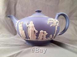 Vintage Wedgwood Jasperware Light Blue Classique Chérubin Putti Relief Théière