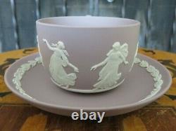 Vintage Wedgwood Lilac Jasperware Matte Tea Cup Saucer Set Dancing Heures