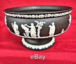 Vintage Wedgwood Noir Basalte Jasperware Imperial Pedestal Bowl Footed
